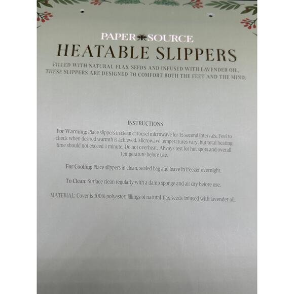 New PAPER SOURCE Women’s Beige Sherpa HEATABLE SLIPPERS Lavender Infused OS - Picture 4 of 5